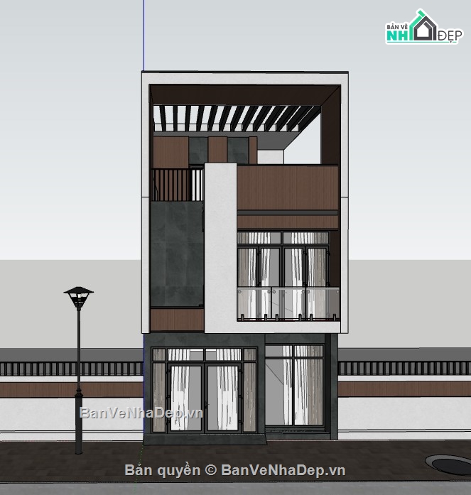 nhà phố 3 tầng,su nhà phố,sketchup nhà phố,sketchup nhà phố 3 tầng,model su nhà phố 3 tầng