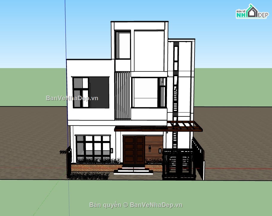 nhà phố 3 tầng,su nhà phố,sketchup nhà phố,sketchup nhà phố 3 tầng,nhà phố 3 tầng sketchup