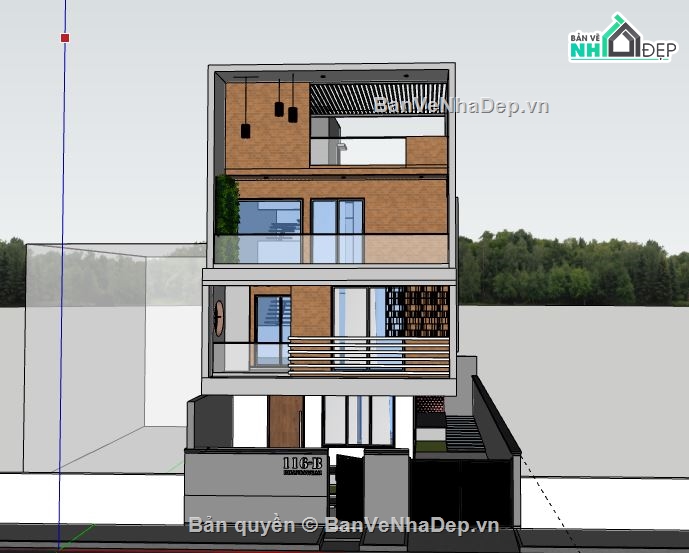Nhà phố 4 tầng,model su nhà phố 4 tầng,file su nhà phố 4 tầng,sketchup nhà phố 4 tầng,nhà phố 4 tầng file su