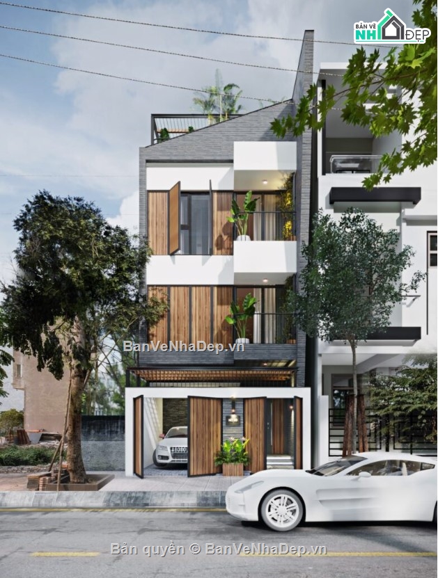 nhà 4 tầng,mẫu nhà phố 4 tầng,3dmax nhà phố 4 tầng