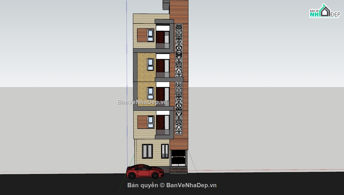 Mẫu nhà phố,nhà phố 5 tầng,model nhà phố