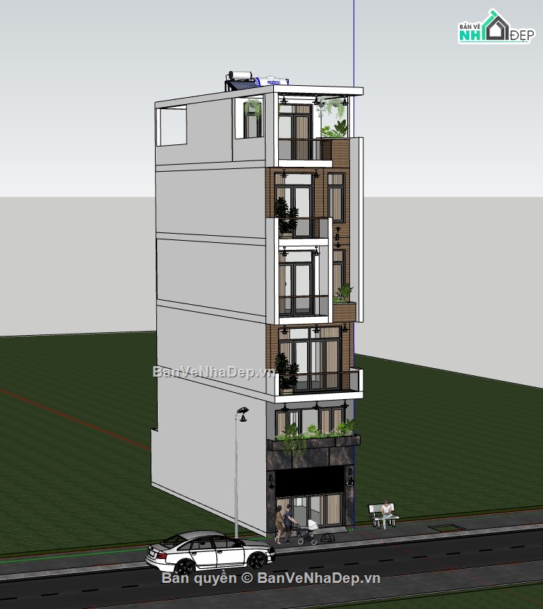 nhà phố 6 tầng,su nhà phố,sketchup nhà phố,su nhà phố 6 tầng,nhà phố 6 tầng sketchup