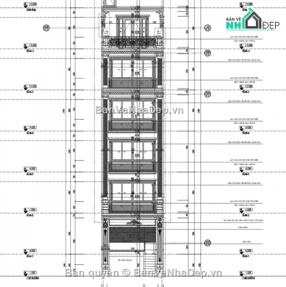 Nhà phố 6 tầng,cad nhà phố 6 tầng,file cad nhà phố 6 tầng