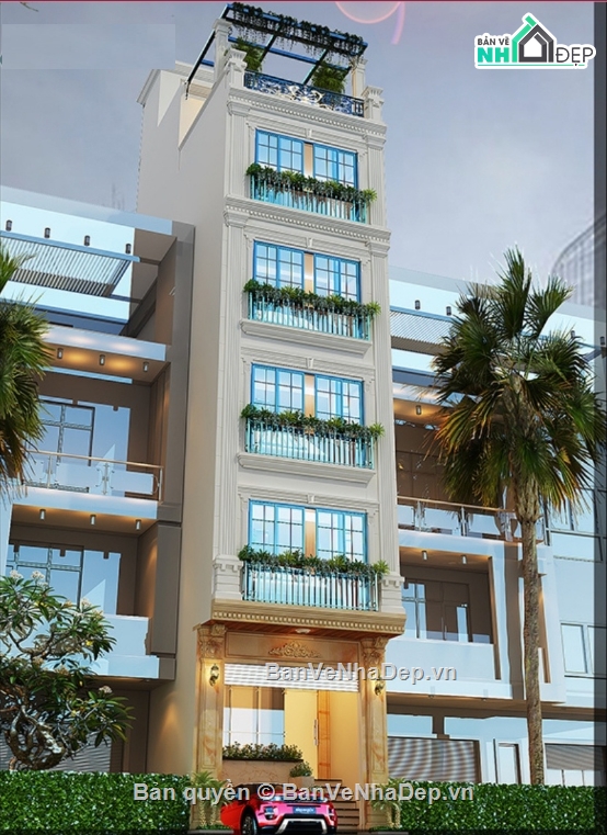 Nhà phố 6 tầng,cad nhà phố 6 tầng,file cad nhà phố 6 tầng