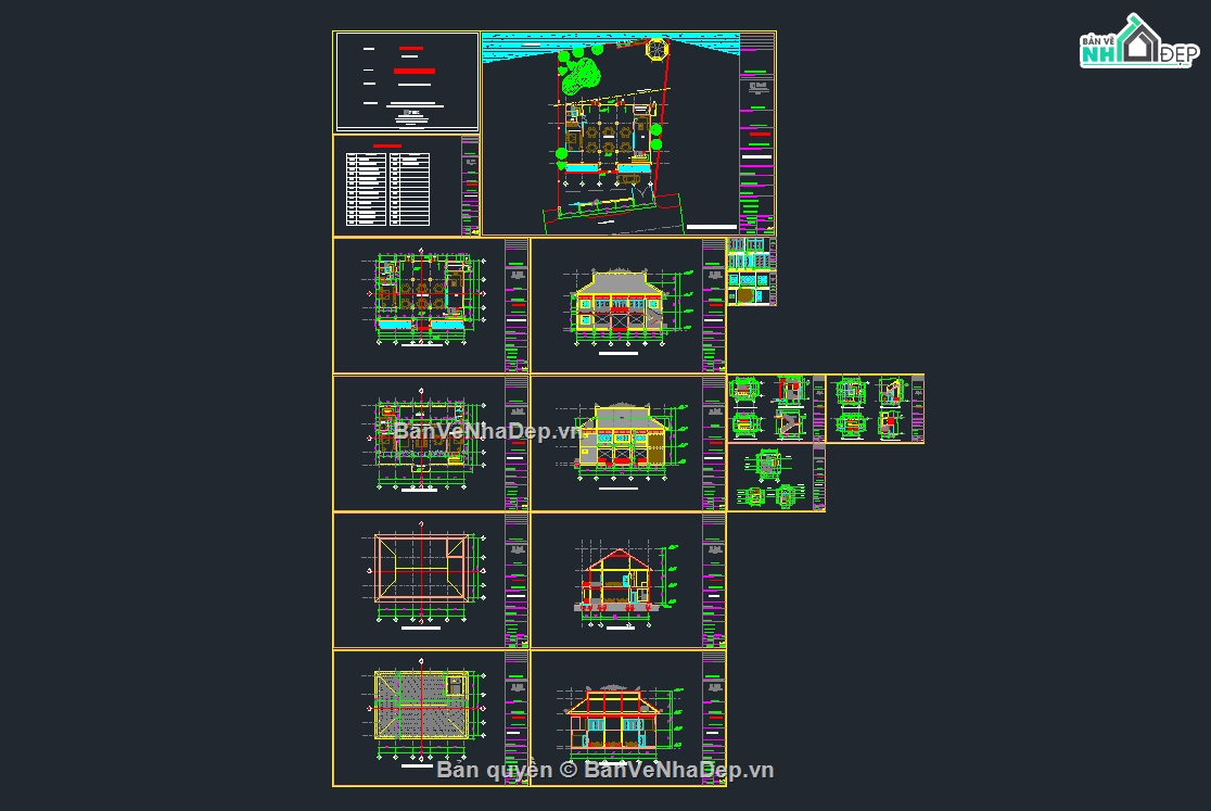 nhà thờ họ,nhà 3 gian,bản vẽ nhà thờ họ,mẫu nhà thờ họ,autocad nhà thờ,hồ sơ nhà thờ họ