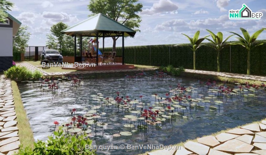 nhà mái tôn,nhà vườn,nhà khung thép