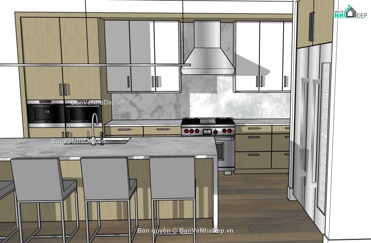 Thiết kế nội thất,model bếp,nội thất phòng bếp,sketchup nội thất phòng bếp