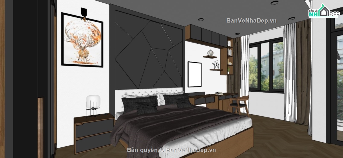Mẫu nội thất phòng ngủ,nội thất phòng ngủ,file su phòng ngủ,sketchup phòng ngủ