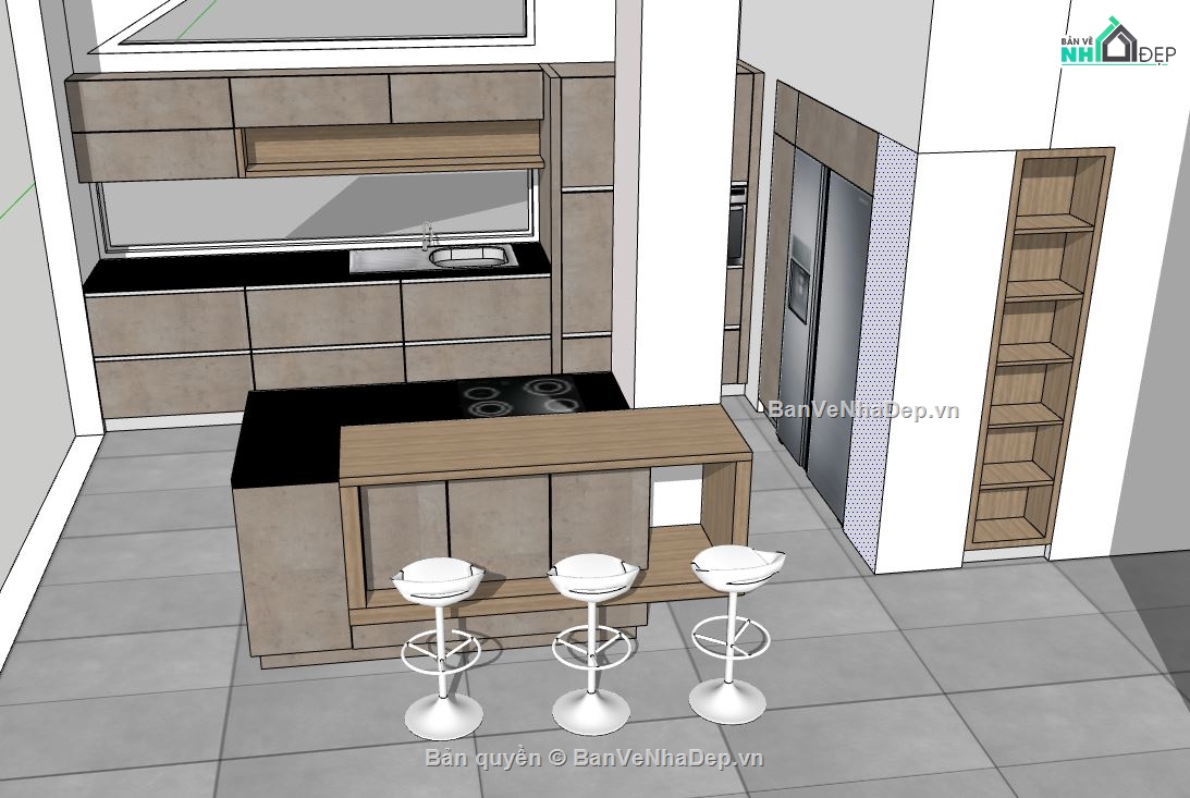 phòng bếp file su,sketchup phòng bếp,model su phòng bếp ăn