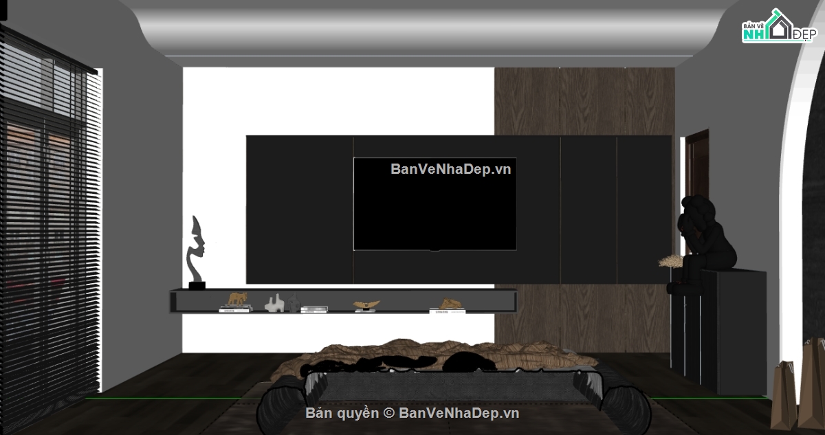file sketchup phòng ngủ,sketchup nội thất phòng ngủ,phòng ngủ dựng file 3d su,su nội thất phòng ngủ hiện đại