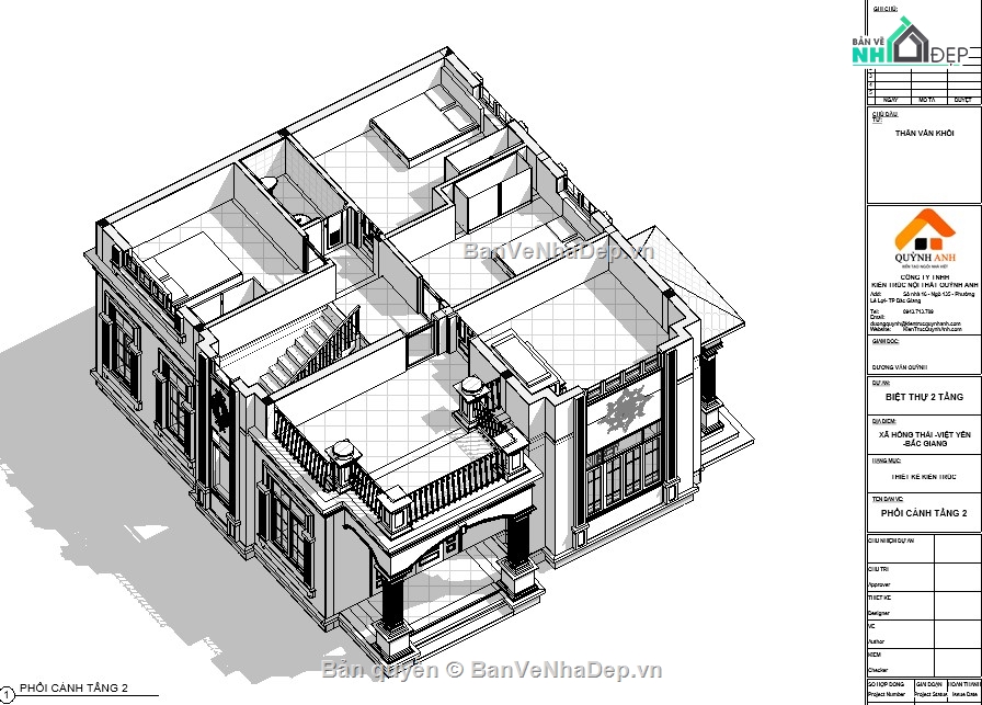 Mẫu revit biệt thự 2 tầng,revit biệt thự 2 tầng,biệt thự 2 tầng file revit,bản vẽ biệt thự 2 tầng