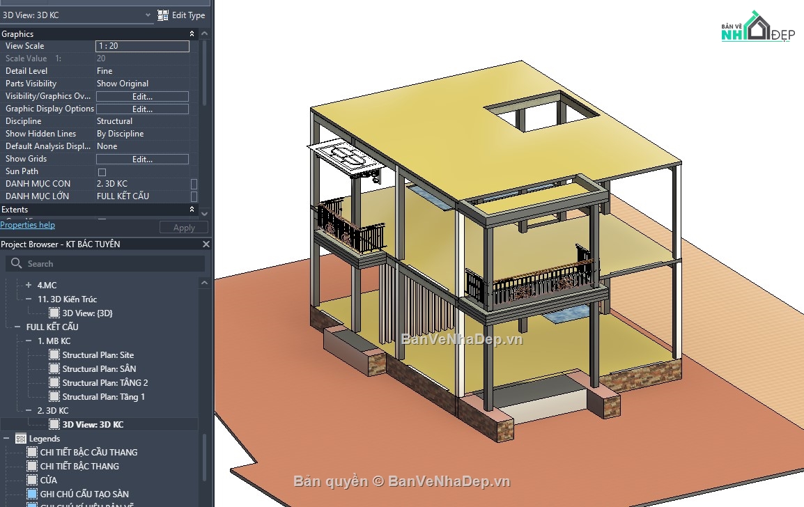revit biệt thự,revit biệt thự đẹp,revit nhà dân,revit nhà mái thái,thiết kế revit nhà dân