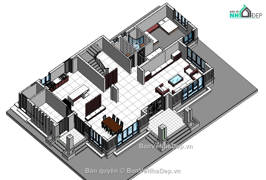 biệt thự 3 tầng,revit biệt thự 3 tầng,biệt thự 3 tầng file revit,file revit biệt thự 3 tầng