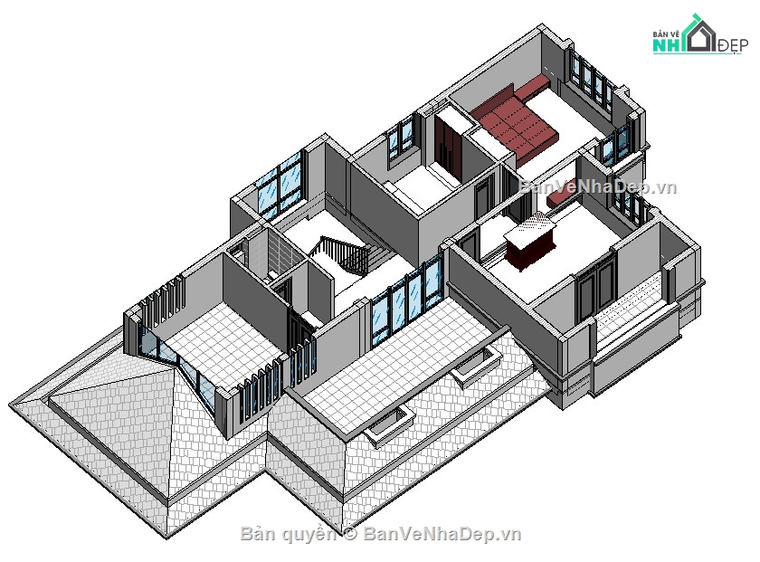 biệt thự 3 tầng,revit biệt thự 3 tầng,biệt thự 3 tầng file revit,file revit biệt thự 3 tầng