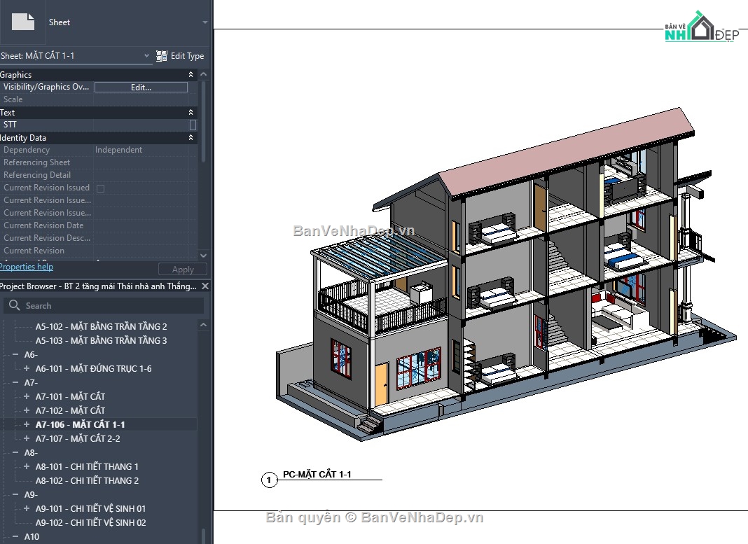 Mẫu revit biệt thự,file revit biệt thự,thiết kế revit biệt thự,revit biệt thự,revit nhà dân,revit mẫu nhà đẹp