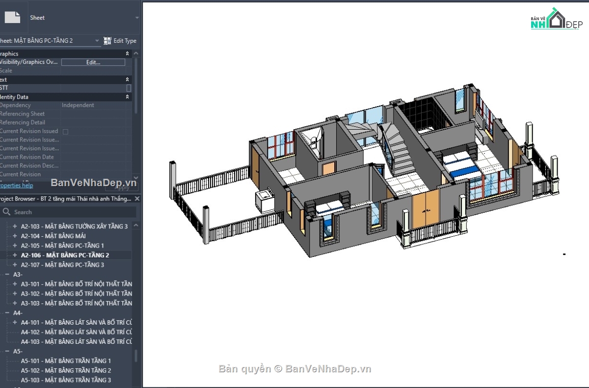 Mẫu revit biệt thự,file revit biệt thự,thiết kế revit biệt thự,revit biệt thự,revit nhà dân,revit mẫu nhà đẹp