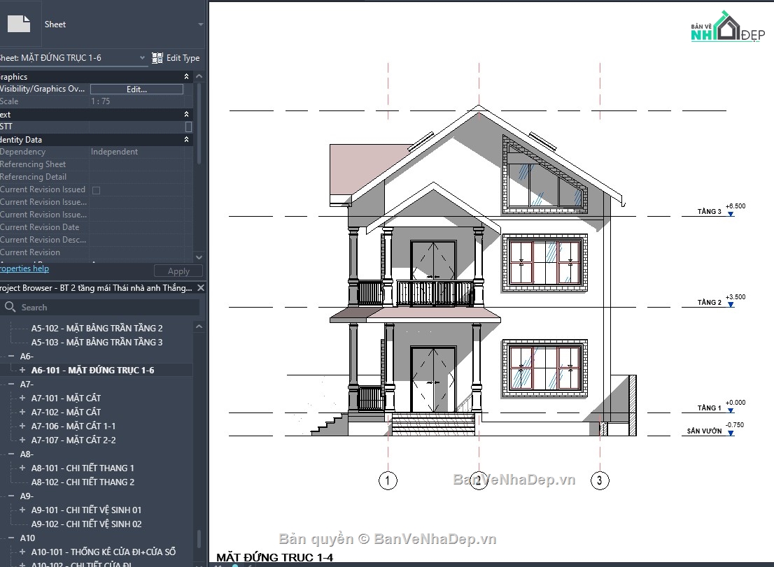 Mẫu revit biệt thự,file revit biệt thự,thiết kế revit biệt thự,revit biệt thự,revit nhà dân,revit mẫu nhà đẹp