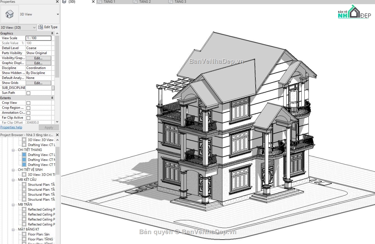 mẫu revit mái thái,mẫu revit biệt thự,file revit biệt thự,revit biệt thự,mẫu revit biệt thự đẹp,revit biệt thự mái thái