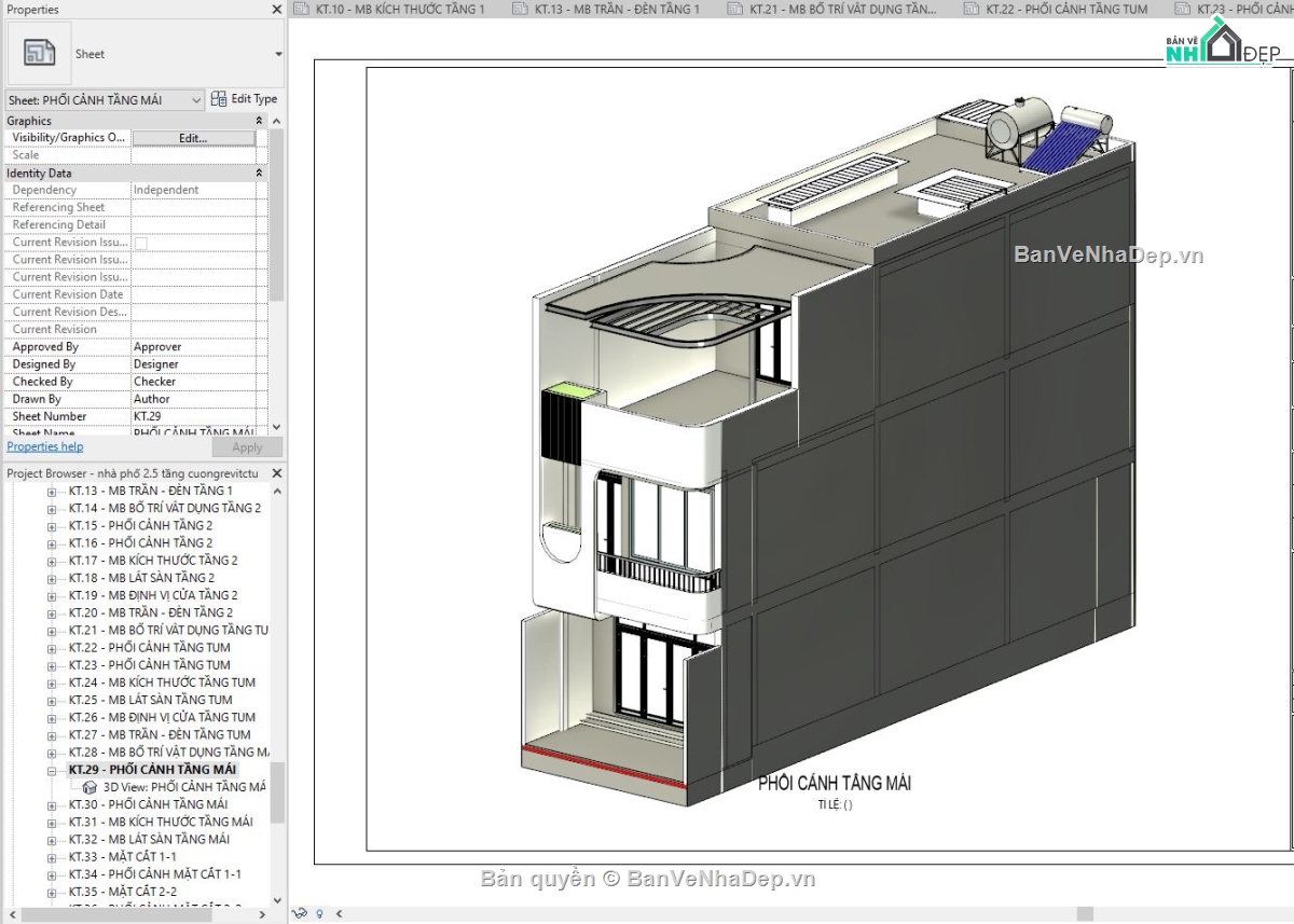revit nhà phố,revit nhà phố 3 tầng,mẫu revit nhà phố đẹp,mẫu revit đẹp,revit kiến trúc