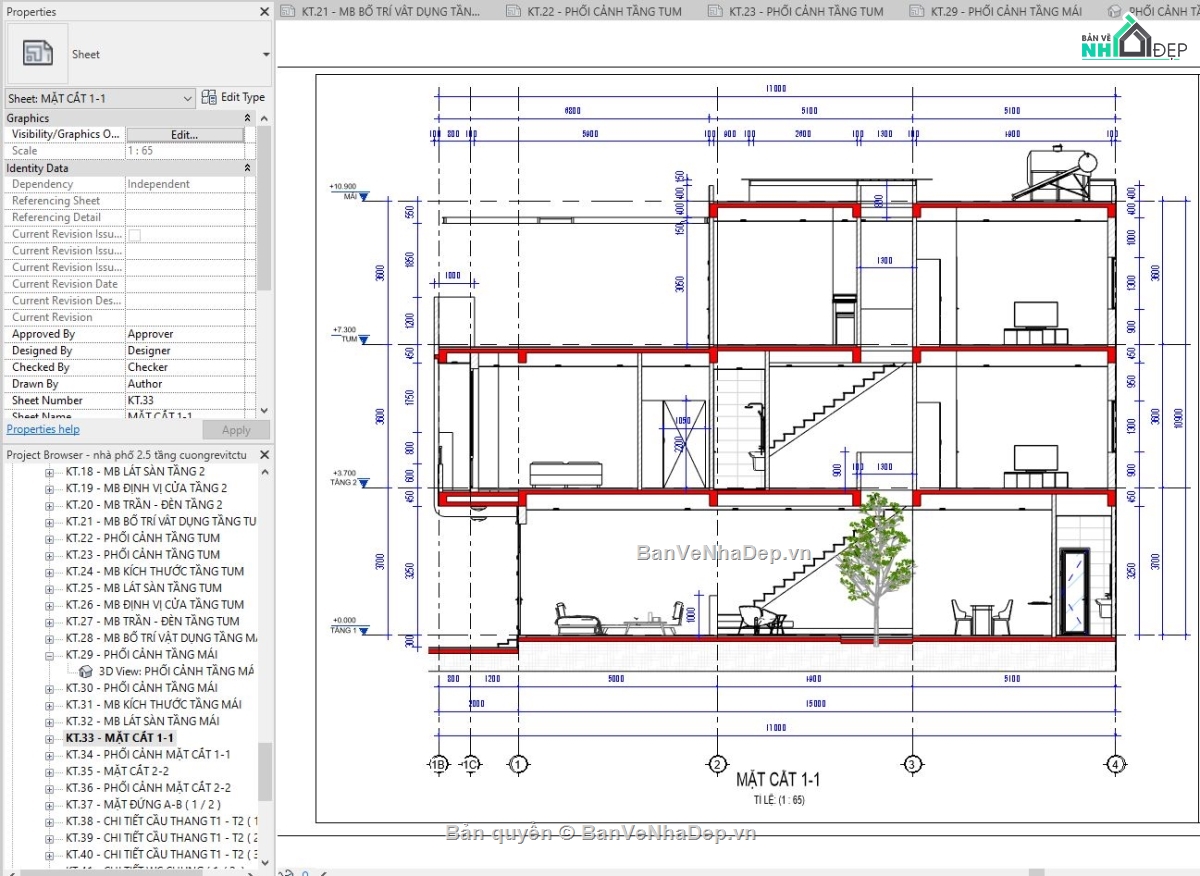 revit nhà phố,revit nhà phố 3 tầng,mẫu revit nhà phố đẹp,mẫu revit đẹp,revit kiến trúc