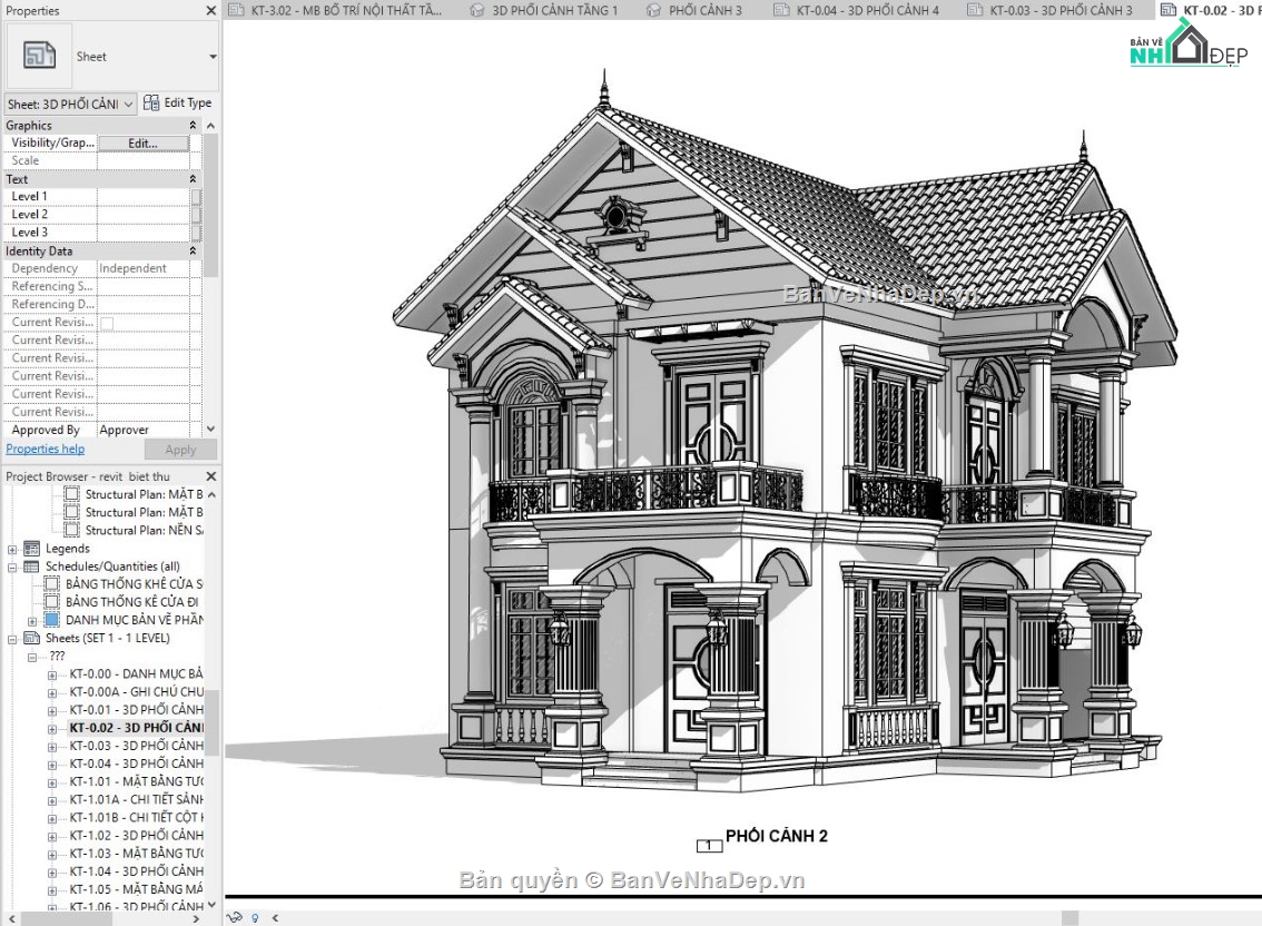Mẫu revit biệt thự,file revit biệt thự,file revit tân cổ điển,mẫu revit tân cổ điển,mẫu revit nhà đẹp,mẫu revit nhà phố