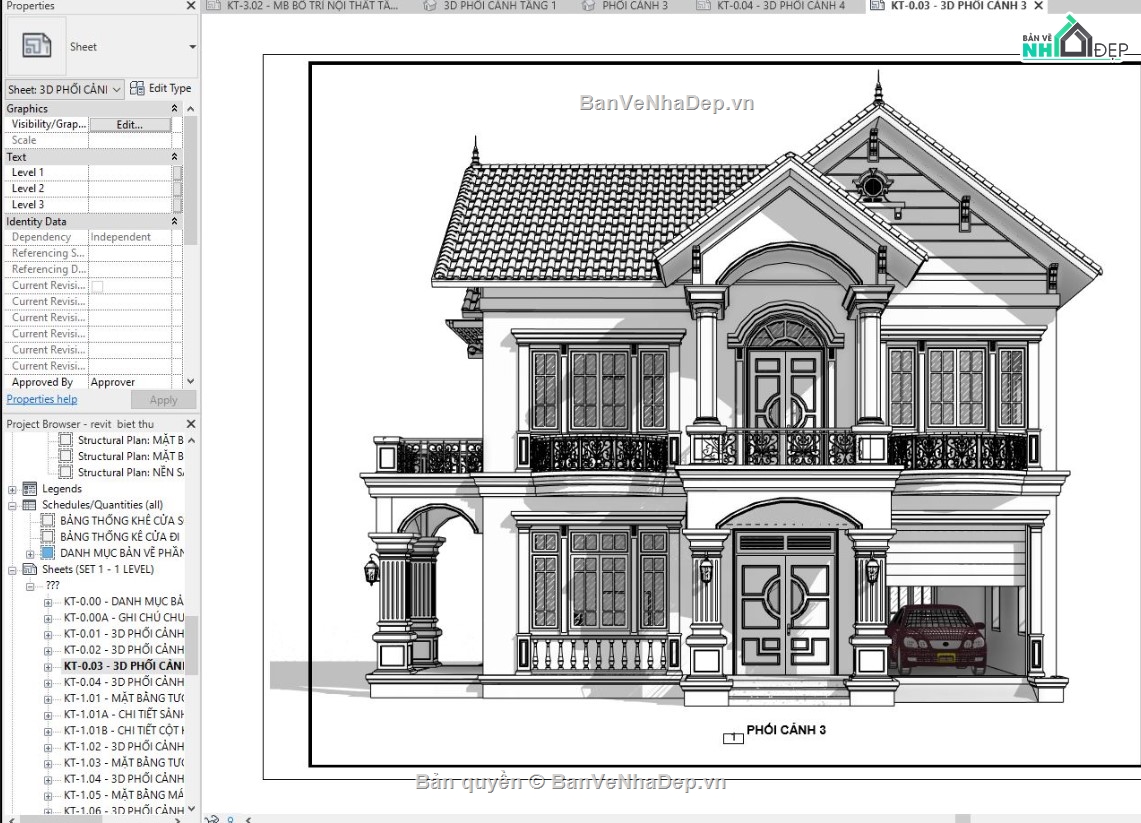 Mẫu revit biệt thự,file revit biệt thự,file revit tân cổ điển,mẫu revit tân cổ điển,mẫu revit nhà đẹp,mẫu revit nhà phố