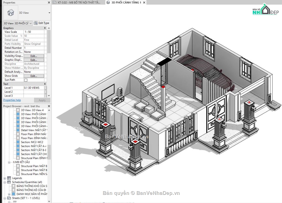 Mẫu revit biệt thự,file revit biệt thự,file revit tân cổ điển,mẫu revit tân cổ điển,mẫu revit nhà đẹp,mẫu revit nhà phố
