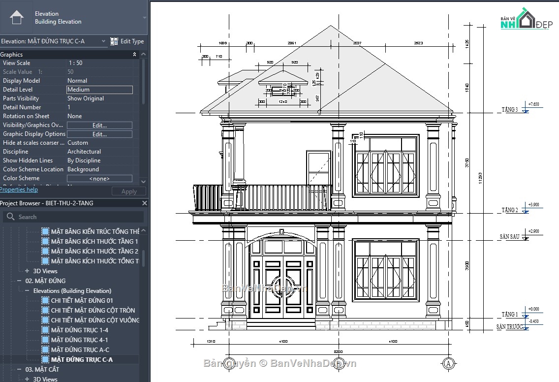 revit biệt thự,revit biệt thự tân cổ,revit biệt thự mái nhật,revit biệt thự đẹp,thiết kế revit biệt thự,file revit biệt thự