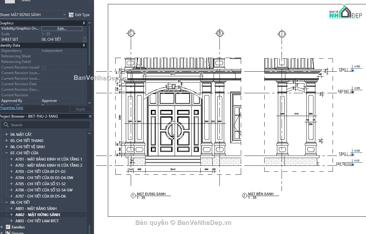 revit biệt thự,revit biệt thự tân cổ,revit biệt thự mái nhật,revit biệt thự đẹp,thiết kế revit biệt thự,file revit biệt thự