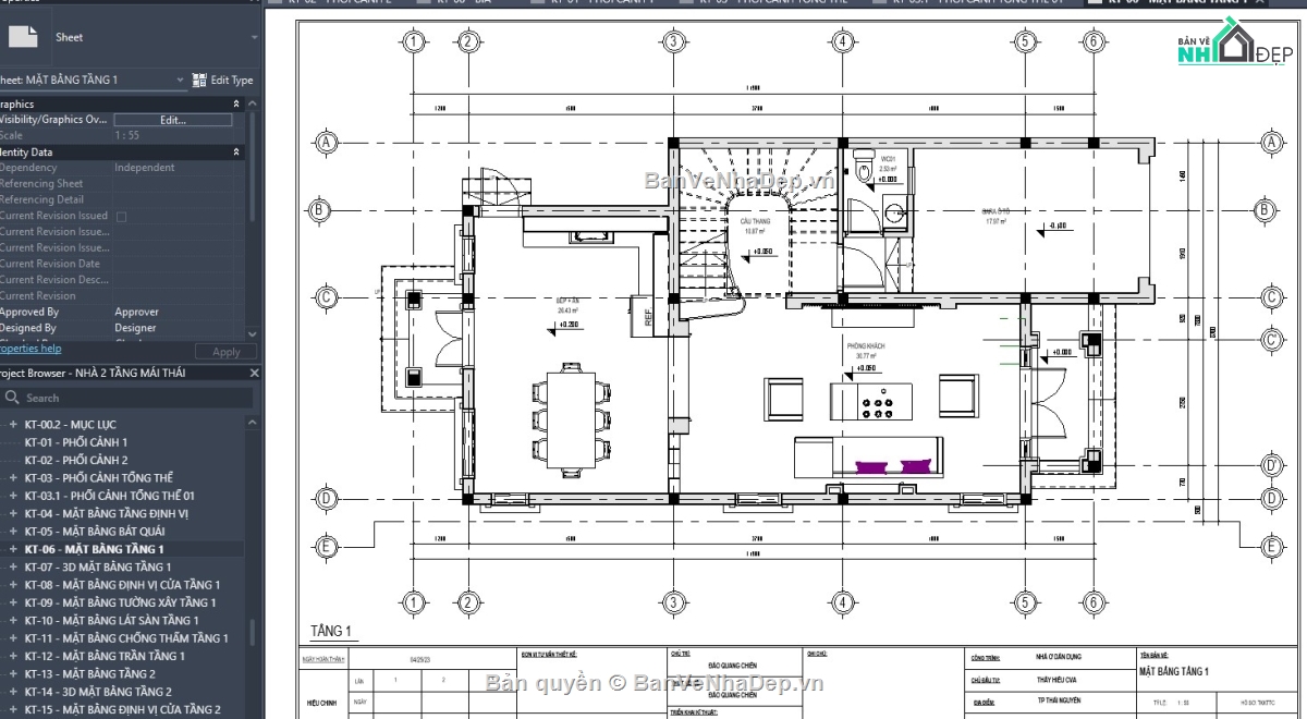 revit mẫu biệt thự,revit biệt thự mái thái,revit biệt thự đẹp,file revit biệt thự,revit mái thái
