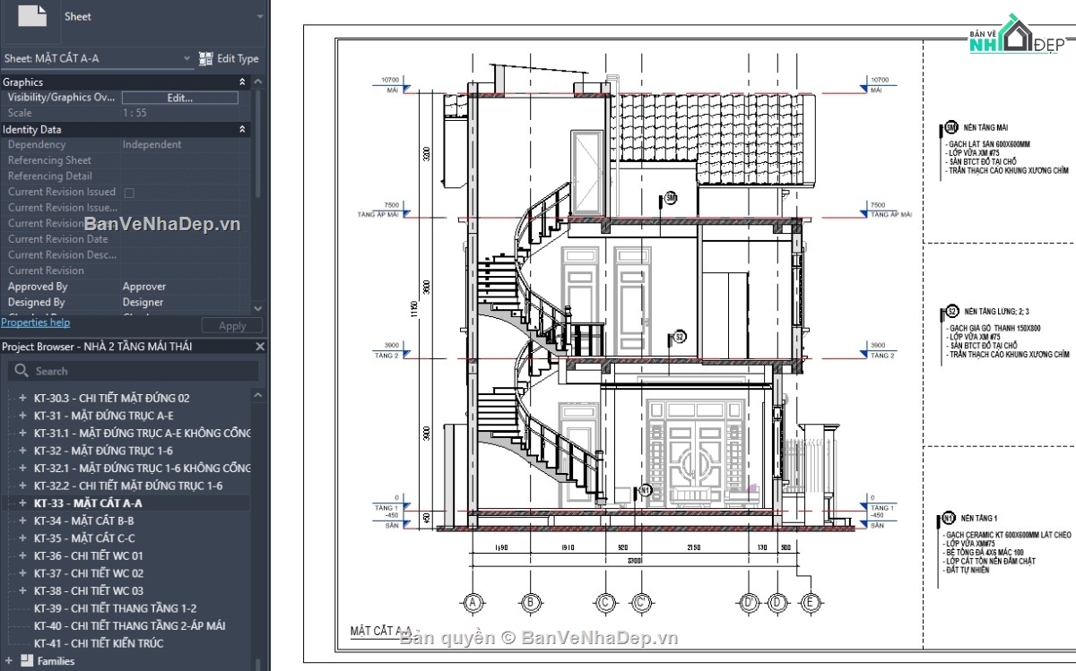 revit mẫu biệt thự,revit biệt thự mái thái,revit biệt thự đẹp,file revit biệt thự,revit mái thái