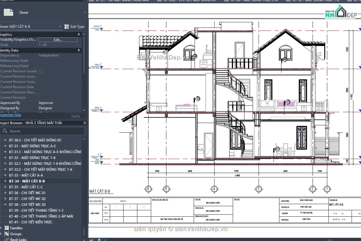 revit mẫu biệt thự,revit biệt thự mái thái,revit biệt thự đẹp,file revit biệt thự,revit mái thái