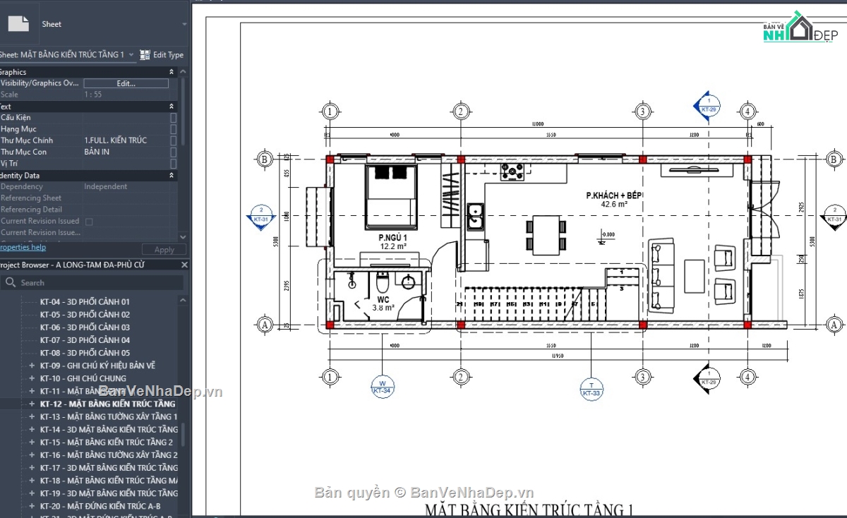 mẫu revit nhà phố,file revit nhà phố,revit nhà phố đẹp,thiết kế revit nhà phố,revit nhà dân
