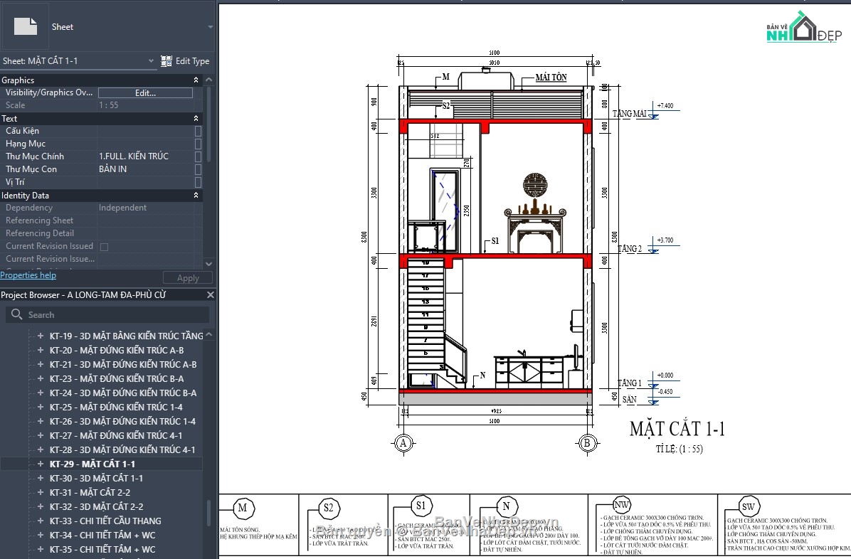 mẫu revit nhà phố,file revit nhà phố,revit nhà phố đẹp,thiết kế revit nhà phố,revit nhà dân