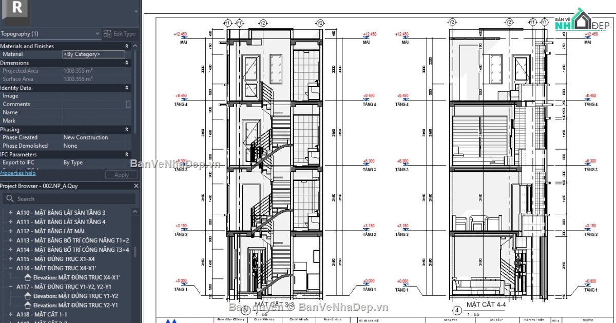 revit nhà phố,mẫu revit nhà phố đẹp,thiết kế revit nhà phố,file revit nhà phố