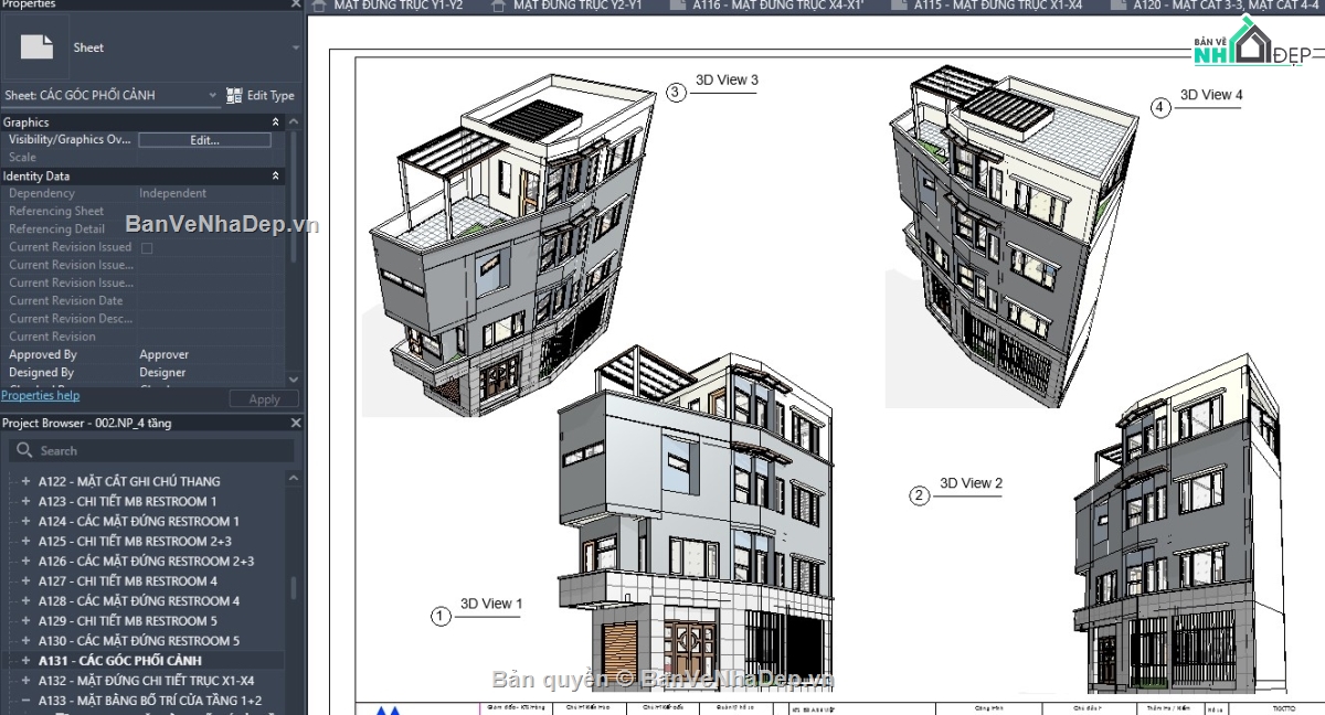 revit nhà phố,mẫu revit nhà phố đẹp,thiết kế revit nhà phố,file revit nhà phố