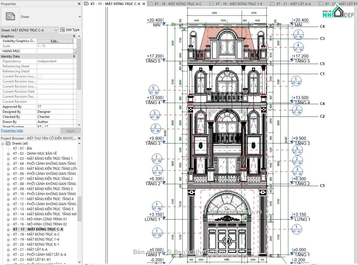 revit tân cổ điển,revit nhà phố tân cổ,revit mẫu nhà phố,revit nhà phố,file revit nhà phố,bản vẽ revit