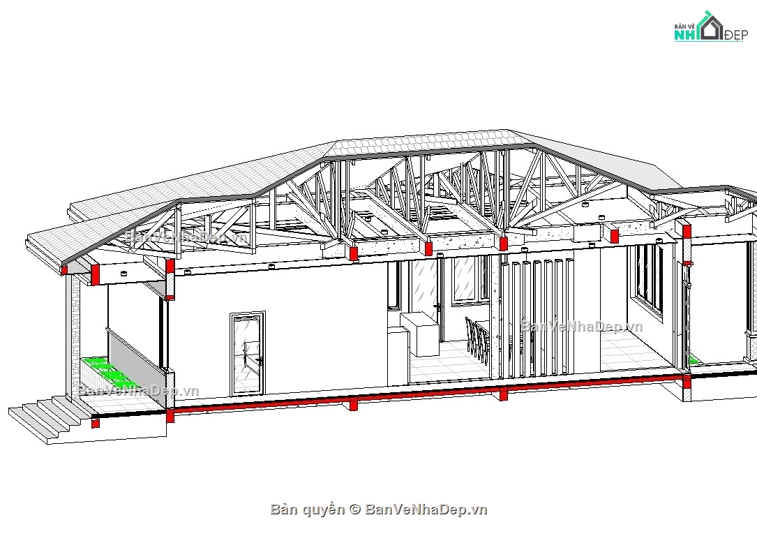 revit nhà cấp 4,revit mái nhật,revit mẫu nhà vườn 1 tầng,file revit nhà cấp 4,revit mẫu nhà cấp 4