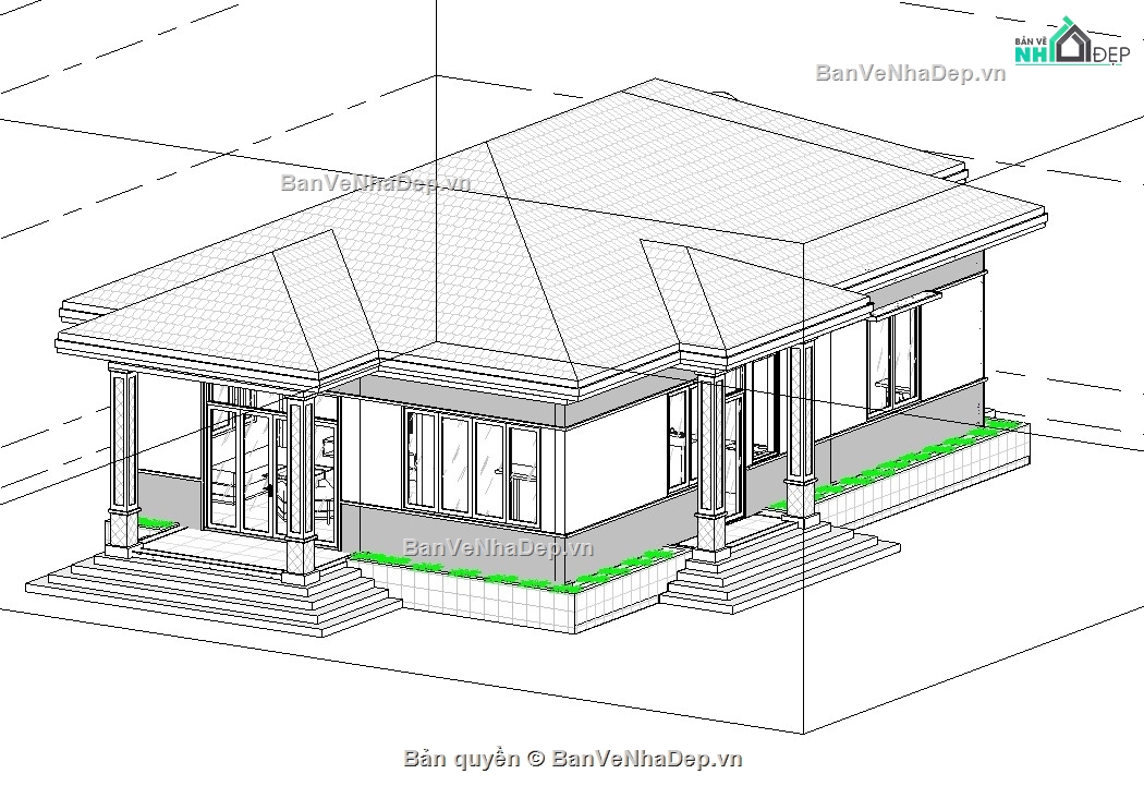 revit nhà cấp 4,revit mái nhật,revit mẫu nhà vườn 1 tầng,file revit nhà cấp 4,revit mẫu nhà cấp 4