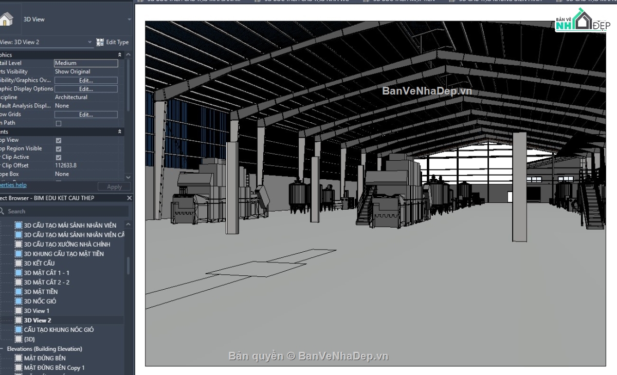 revit nhà xưởng,nhà xưởng revit,nhà xưởng công nghiệp,file revit nhà máy,file revit nhà xưởng