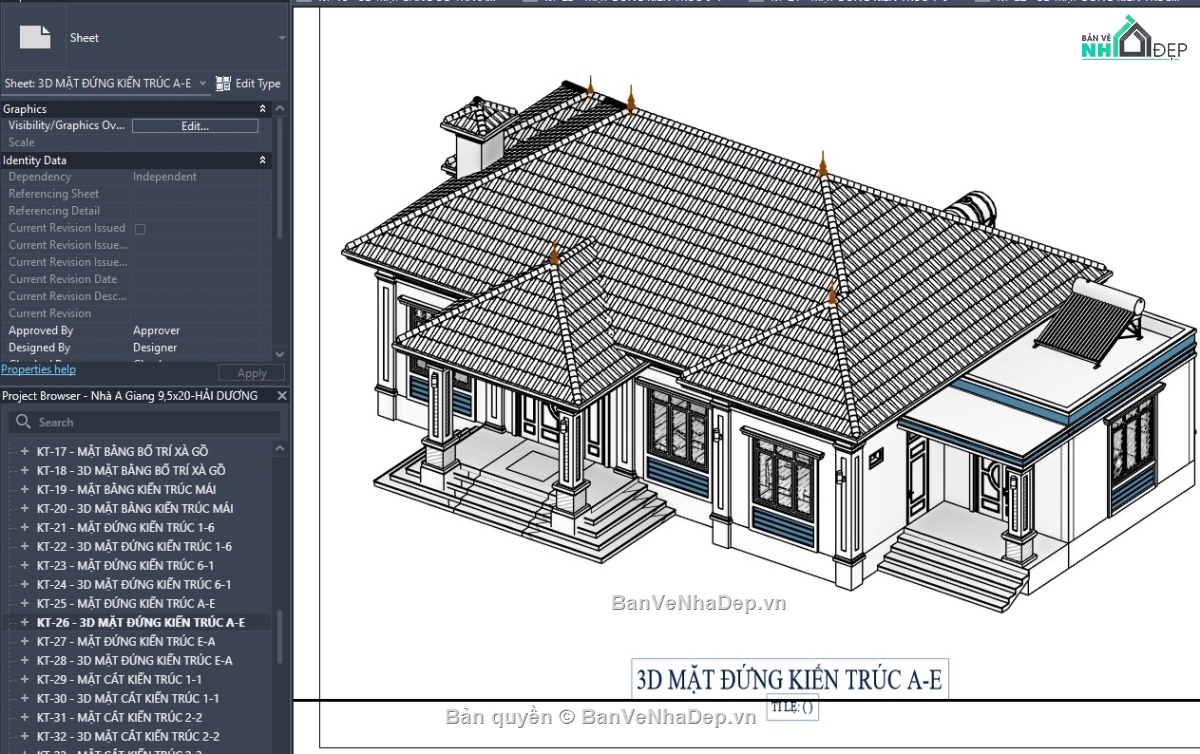 revit nhà vườn,revit nhà cấp 4,revit nhà 1 tầng,revit nhà dân,revit nhà đẹp