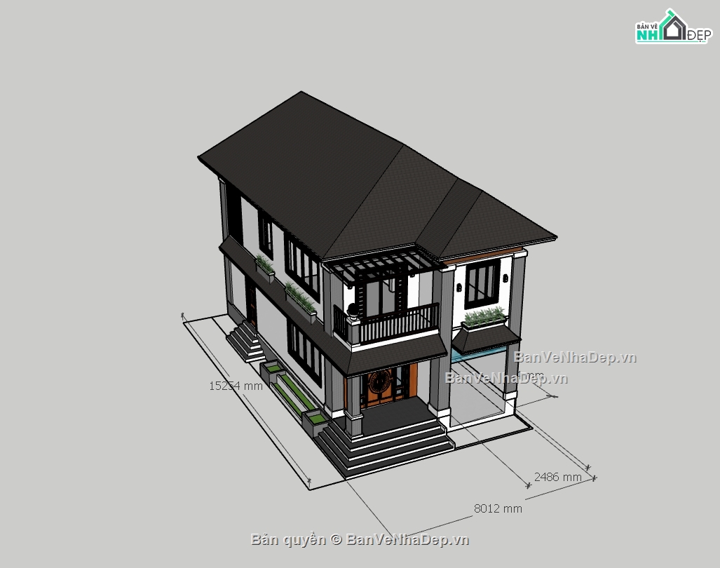 biệt thự 2 tầng,su biệt thự,sketchup biệt thự,biệt thự sketchup