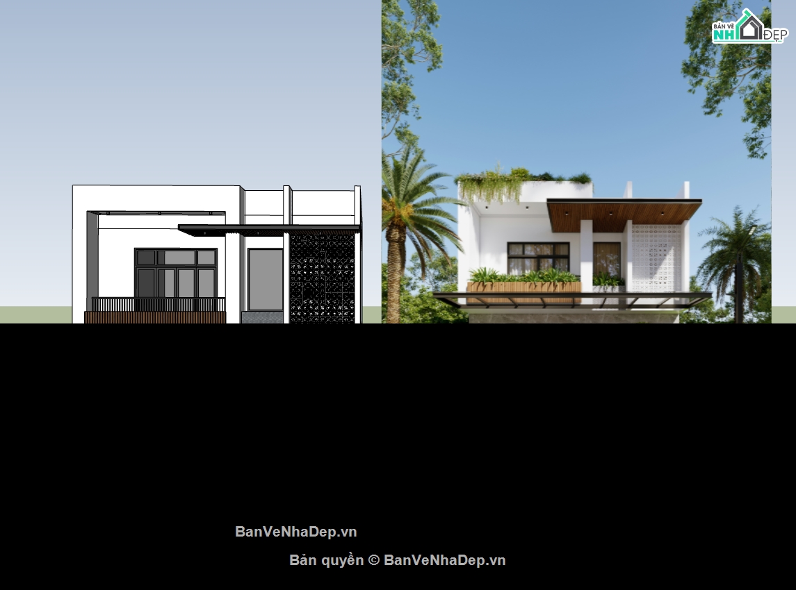 biệt thự 2 tầng,su biệt thự,sketchup biệt thự,sketchup biệt thự 2 tầng