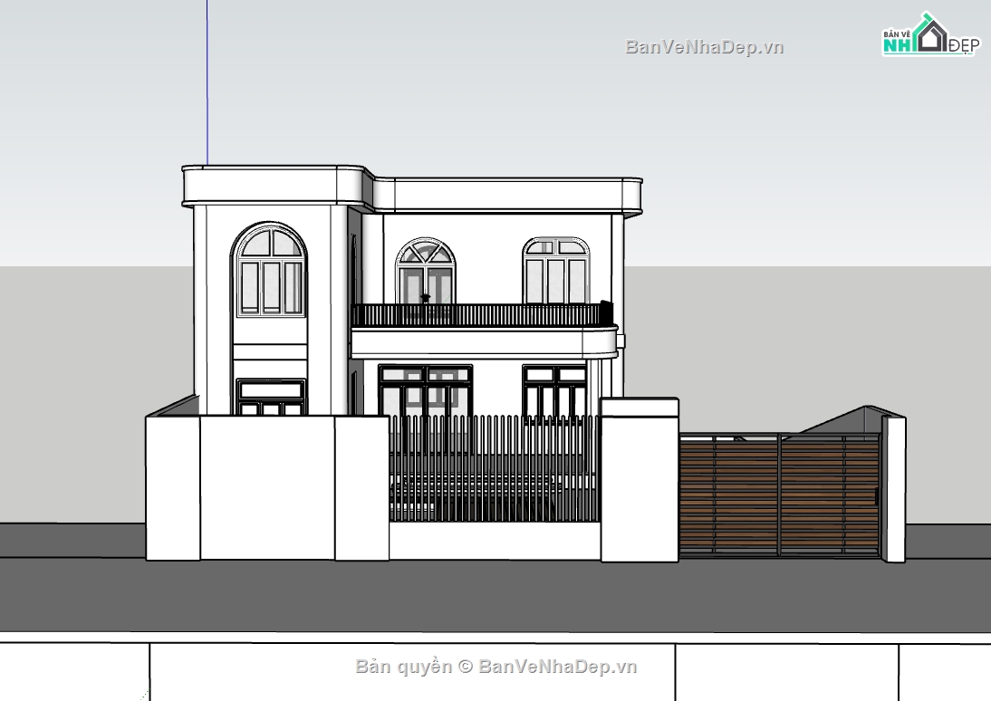 biệt thự 2 tầng,su biệt thự 2 tầng,sketchup biệt thự 2 tầng