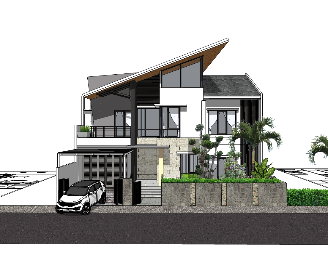 biệt thự 2 tầng,biệt thự 2 tầng sketchup,sketchup biệt thự