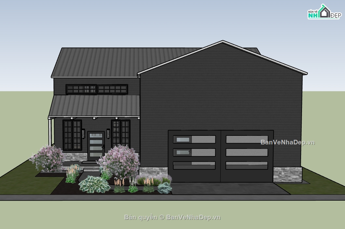 biệt thự 2 tầng,su biệt thự,sketchup biệt thự