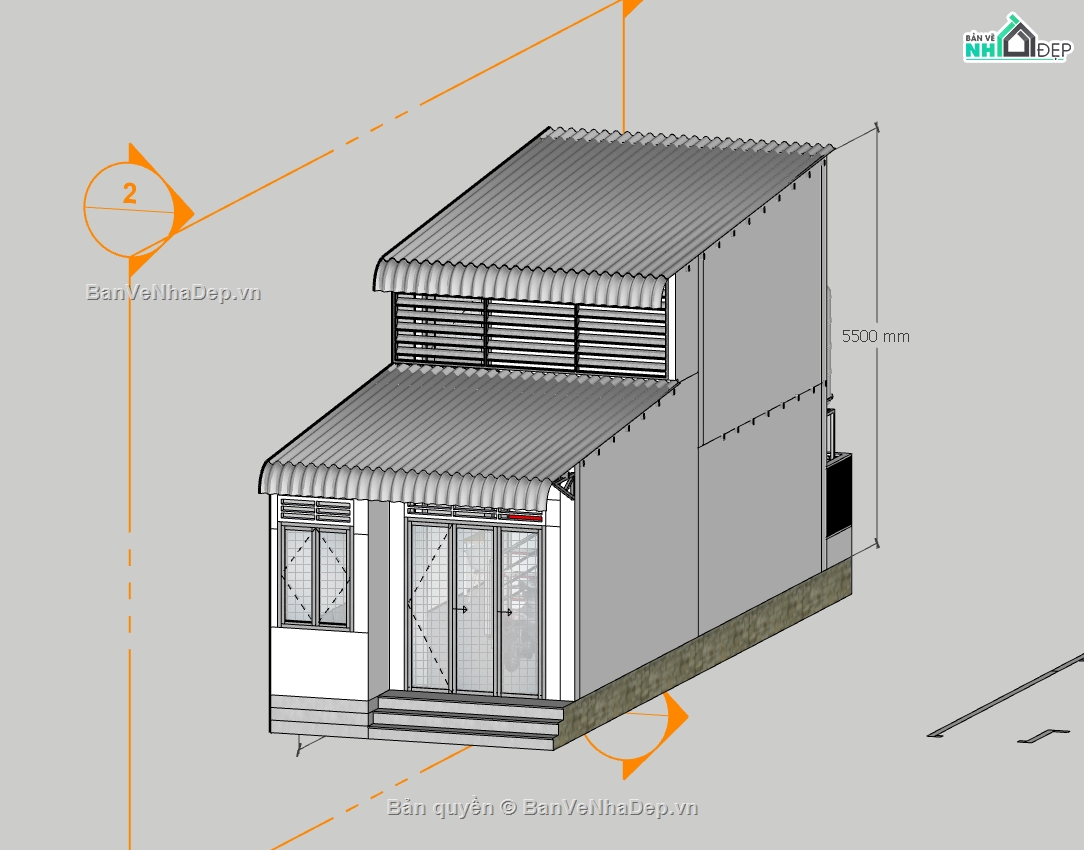 su nhà phố,sketchup nhà phố,nhà phố 2 tầng