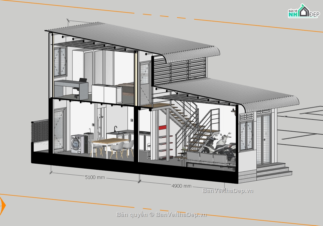 su nhà phố,sketchup nhà phố,nhà phố 2 tầng