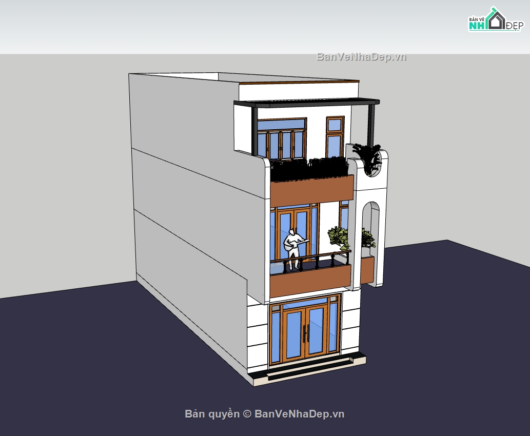 nhà phố 3 tầng,su nhà phố,sketchup nhà phố