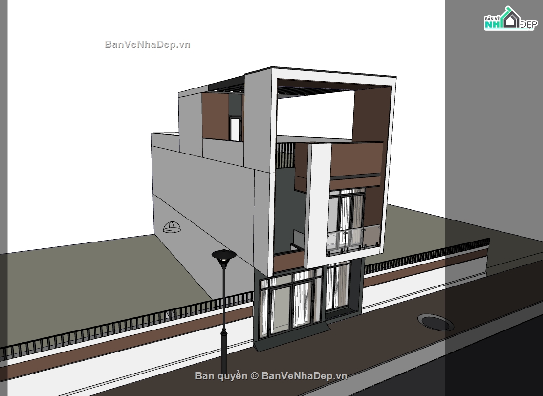 nhà phố 3 tầng,su nhà phố,sketchup nhà phố